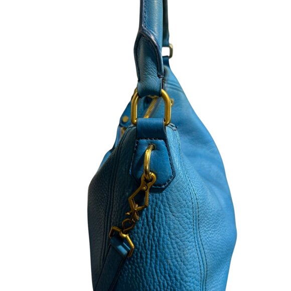 J.Crew Biennial Hobo Pebbled Leather. 100% Leather, Blue. pre owned - Picture 4 of 13